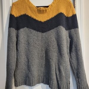 Roxy Chevron Sweater - Mustard and Charcoal